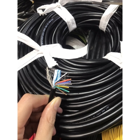 [1m] Dây điện tín hiệu 10cx26AWG ( 0.15mm2) có bọc kim chống nhiễu lõi đồng mạ nhiều màu phân biệt - Vỏ ngoài màu đen