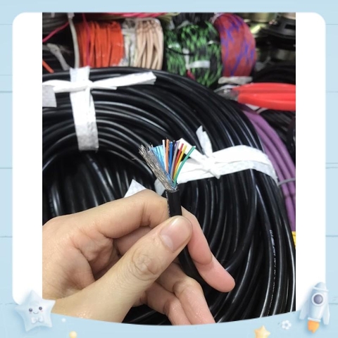 [1m] Dây điện tín hiệu 10cx26AWG ( 0.15mm2) có bọc kim chống nhiễu lõi đồng mạ nhiều màu phân biệt - Vỏ ngoài màu đen
