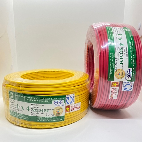 Dây điện đơn 1 sợi đồng cứng 1x4mm2 - 10 mét - Màu ngẫu nhiên