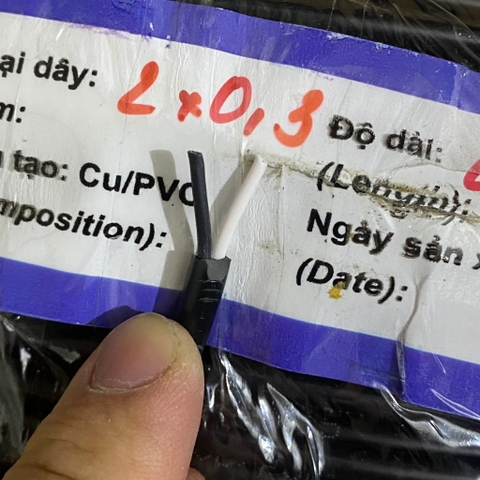 [ 5 mét] Dây điện đôi lõi đồng 2x0.3mm2 - 2x0.5mm2
