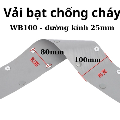 Vải bạt chống cháy bọc dây điện WB-100 (phi 25) có khuy bấm - 1 mét