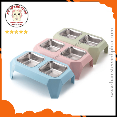 Bát ăn đôi chó mèo chân cao