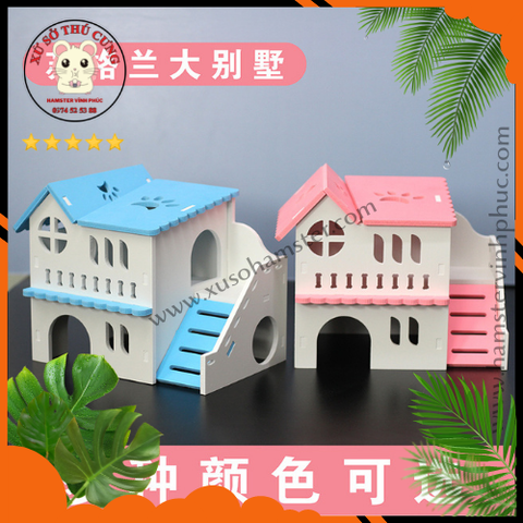 Nhà ngủ biệt thự mái thái bằng gỗ cho hamster