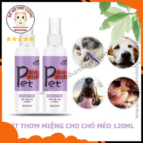 Xịt Thơm Miệng Cho Chó Mèo Loại Bỏ Mùi Hôi, Sạch Răng Miệng