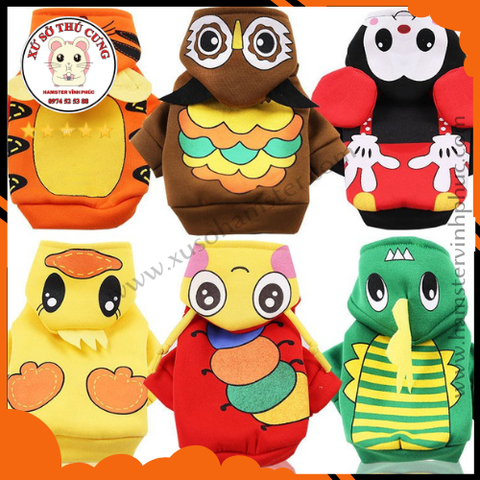 Áo chó mèo có mũ hình thú đáng yêu