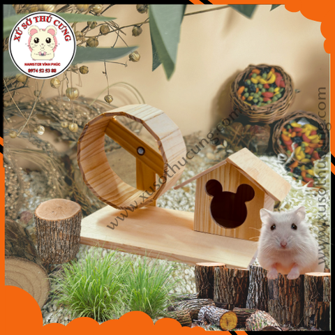 Nhà ngủ gỗ mộc kèm wheel