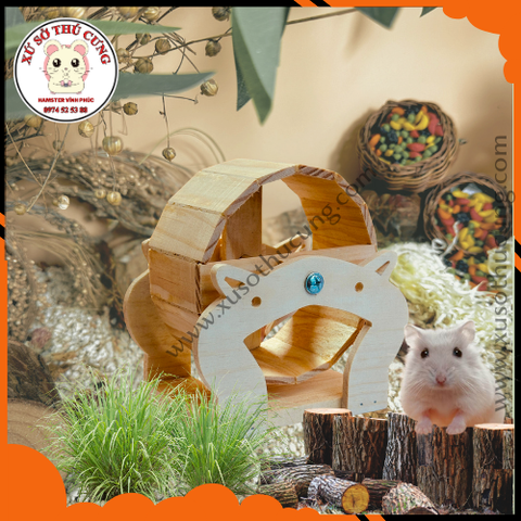 Wheel gỗ mộc hình mèo