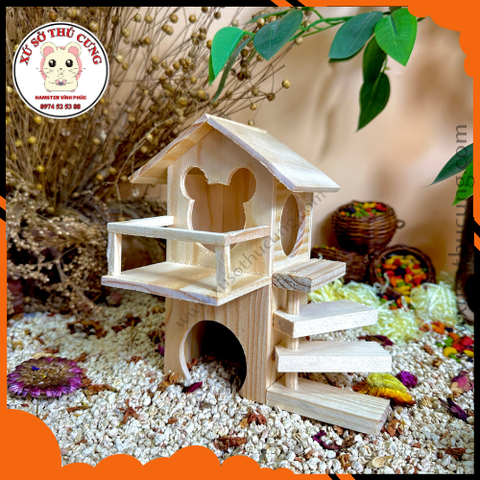 Nhà ngủ gỗ mộc 2 tầng thang xoắn