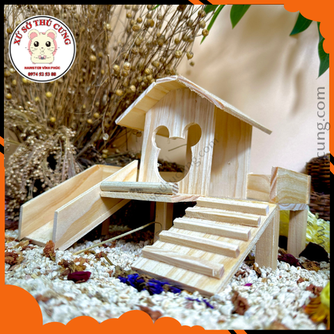 Nhà ngủ gỗ mộc cầu trượt