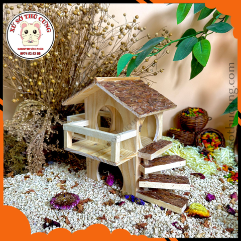 Nhà ngủ gỗ mộc thang xoắn lớn