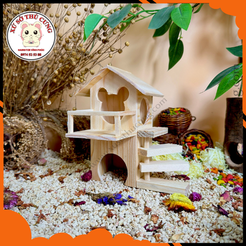 Nhà ngủ gỗ mộc 2 tầng thang xoắn