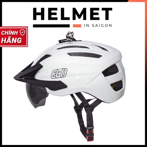 Mũ bảo hiểm xe đạp 1/2 đầu EGO EB-46 siêu nhẹ có kính nam châm, chốt gắn camera hành trình, điều chỉnh size