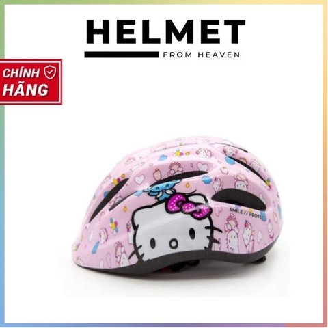 Mũ Bảo Hiểm Xe Đạp Dành Cho Bé Gái 1-12 Tuổi PROTEC SMILE, Họa Tiết Xinh Xắn Đáng Yêu, Có Đèn Hậu An Toàn