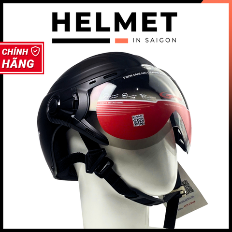 Mũ bảo hiểm 1/2 đầu GRS A860 có kính - MBH nửa đầu size lớn chuẩn an toàn, chắn gió nắng bụi - BH 1 đổi 1