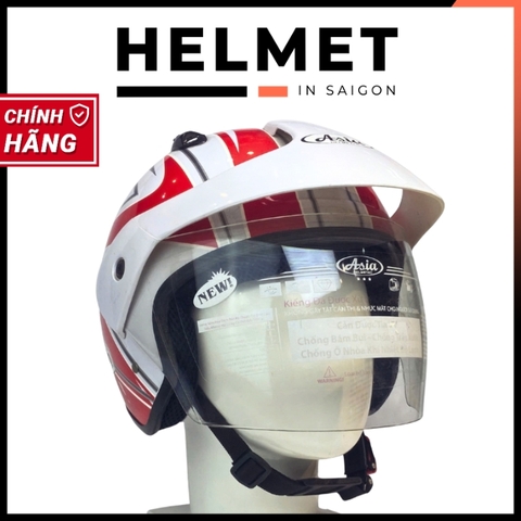 Mũ bảo hiểm 3/4 đầu có kính ASIA MT121 tem thể thao - MBH mô tô phượt 1 kính dày êm, chắc chắn, an toàn