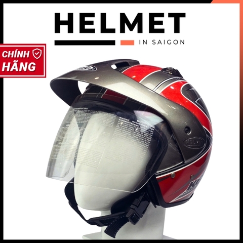 Mũ bảo hiểm 3/4 đầu có kính ANDES 306E tem thể thao - MBH mô tô phượt 1 kính dày êm, chắc chắn, an toàn