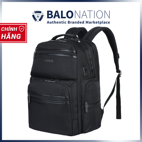 [CHÍNH HÃNG] Balo laptop 15.6 inch SAKOS Attira có cổng sạc USB, rộng rãi, ngăn chống sốc riêng biệt, chống thấm nhẹ