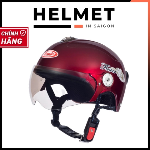 Mũ bảo hiểm 1/2 đầu ANDES 3S108 có kính tem hoa mai - MBH nửa đầu chắn gió nắng, chuẩn an toàn, gọn nhẹ bền