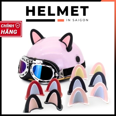 [CHÍNH HÃNG] Phụ kiện tai mèo 2 màu gắn mũ bảo hiểm trang trí siêu dễ thương, thời trang, đáng yêu vô hạn (bộ 2 cái)
