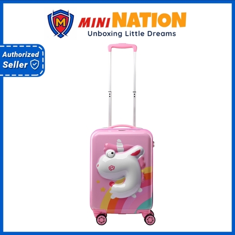 Vali Kéo Nhựa Cho Bé Gái BEDDYBEAR In Hình Dập Nổi 3D Kỳ Lân Unicorn Size Xách Tay 17 inch BJX-LV-001-KYLAN