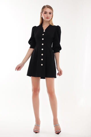 Đầm Aster cổ V tay bồng