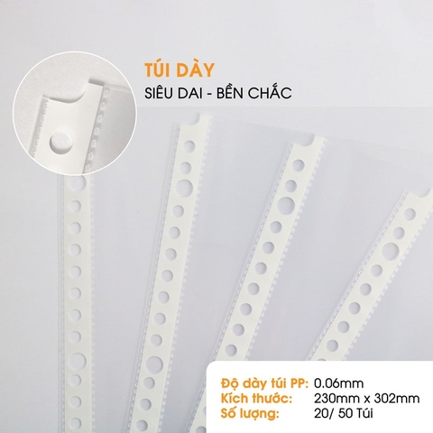 Bìa Lỗ (Túi Sơ Mi Lỗ) Tiêu Chuẩn PA230