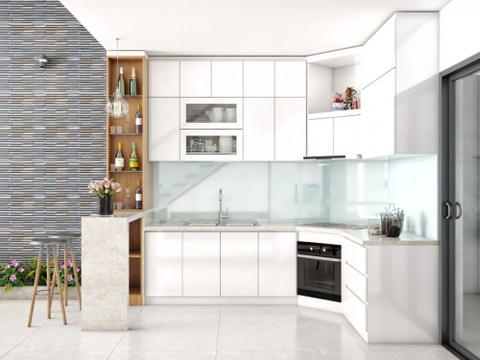 Cách xử lý góc khuất tủ bếp chữ L với Phụ kiện tủ bếp thông minh