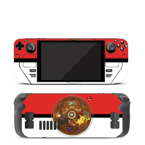 Bộ Decal Dán Steam Deck Chống Xước Pokemon Pokeball Gen1 Màu Đỏ Trắng