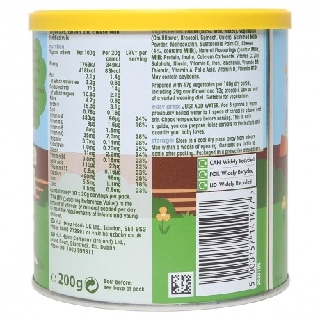 Bột ăn dặm Heinz súp lơ, bông cải, phô mai 200g (Trên 6 tháng)