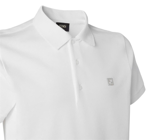 Fendi White piqué polo shirt