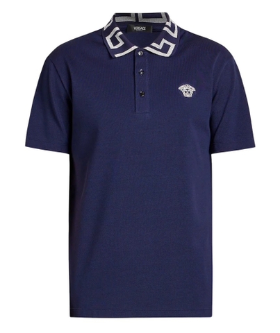 Versace Greca-collar cotton polo shirt