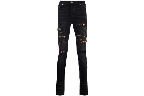AMIRI Black Leopard Thrasher Jeans