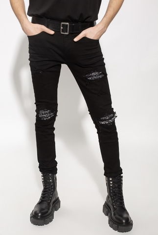AMIRI Black Skinny Jean With Patterned Inserts