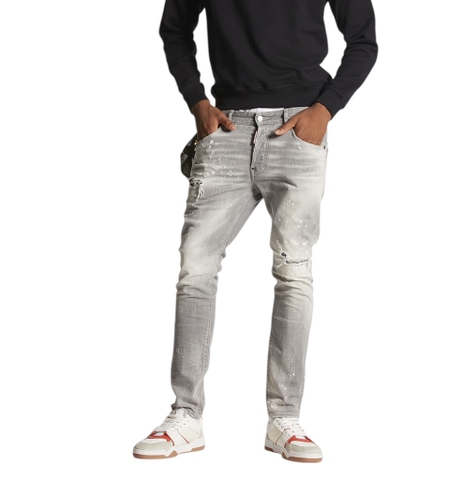 Dsquared2 Grey Spotted Wash Skater Jeans