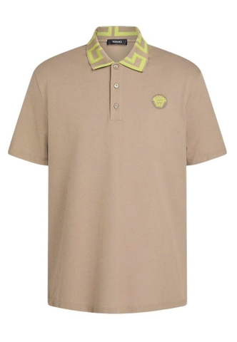 Versace Medusa Greca two-tone cotton polo shirt