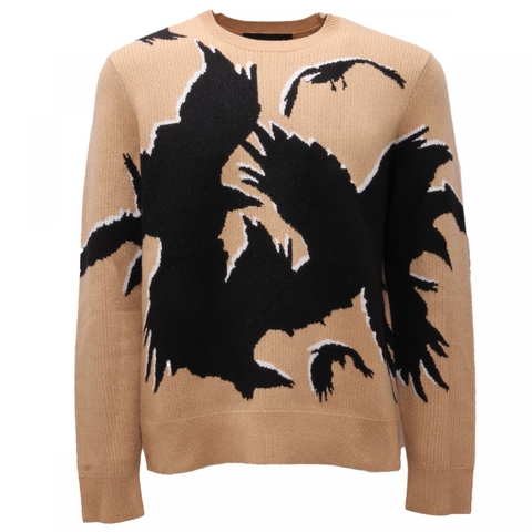NEIL BARRETT RAVENS MEN LOOSE FIT SWEATER CAMEL
