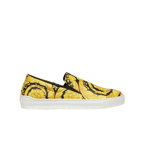 VERSACE BAROCCO PRINT LEATHER SLIP-ON