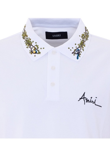 Amiri Floral Collar Polo White