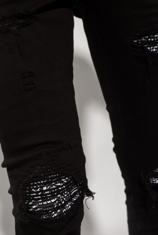 AMIRI Black Skinny Jean With Patterned Inserts