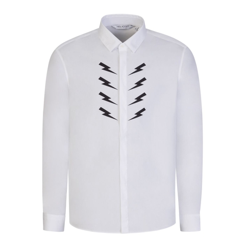 Neil Barrett White Printed Thunderbolt Shirt