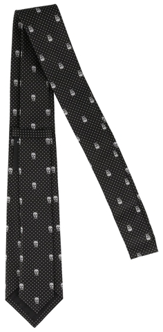 Alexander McQueen Skull Embroidered Tie