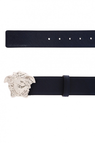VERSACE VERSACE NAVY BLUE LEATHER BELT