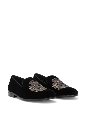 Dolce & Gabbana velvet-finish embroidered slippers