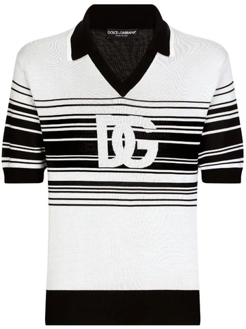Dolce & Gabbana stripe-print silk polo shirt
