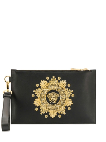 VERSACE baroque print clutch bag