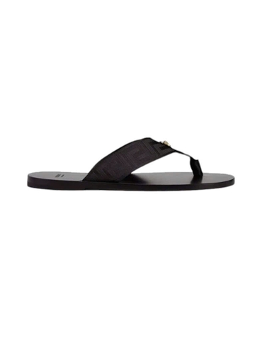 Black Greca Flip Flop Sandals