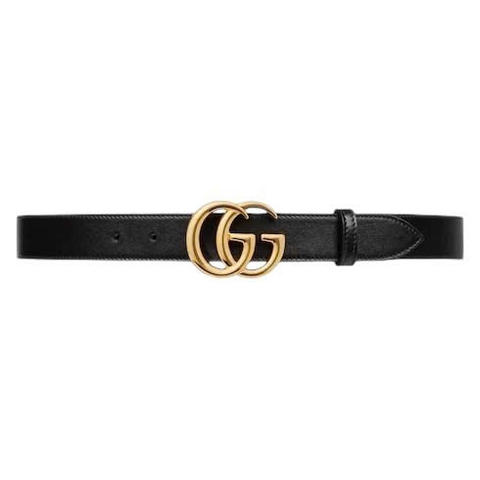 GG MARMONT LEATHER BELT WITH SHINY BUCKLE - 3cm