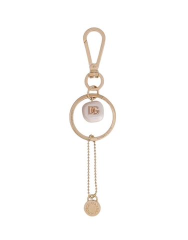 DOLCE & GABBANA Metal keychain with branded pearl