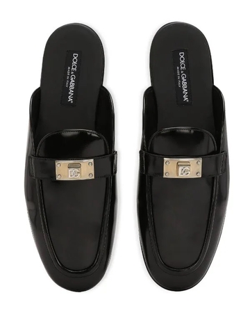 Dolce & Gabbana logo-plaque leather slippers