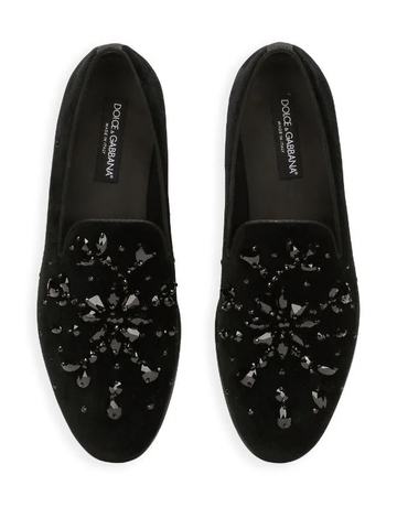 Dolce & Gabbana crystal-embellished velvet slippers